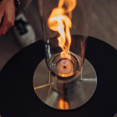 Hoefats SPIN 1200 Tischfeuer silber vonmoos luzern