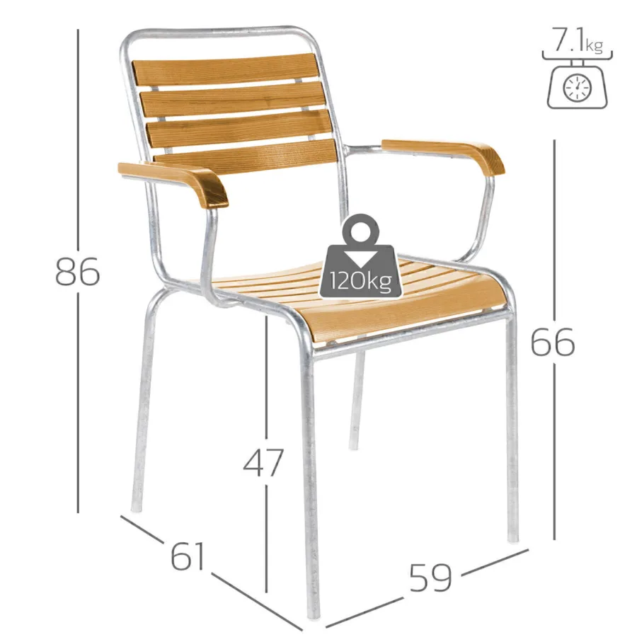 Rigi Holzlättlisessel mit Armlehne