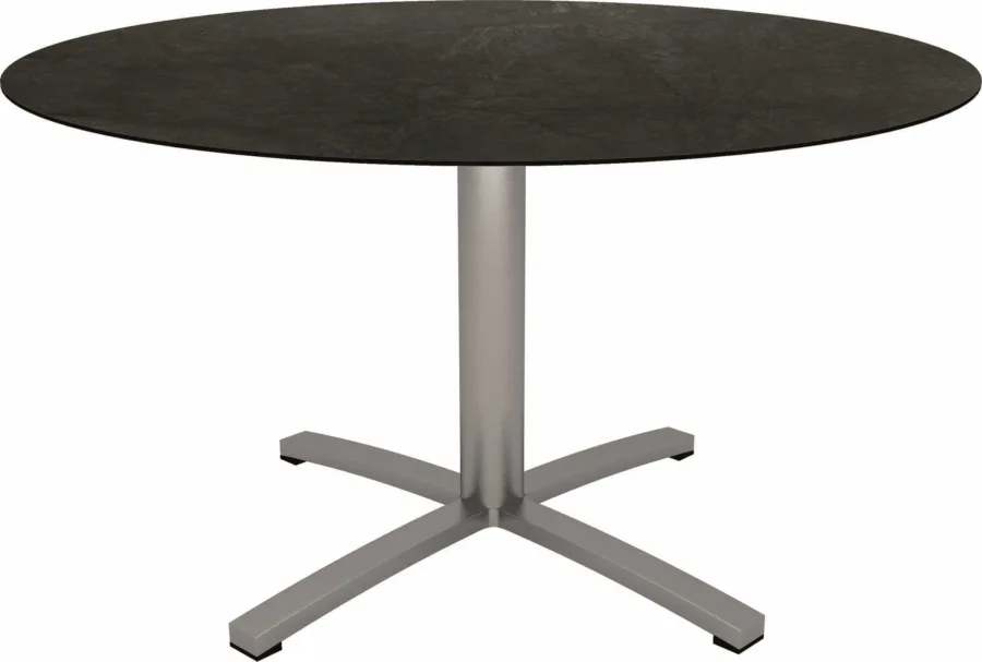 Tisch Ø 134 cm Edelstahl mit Tischplatte