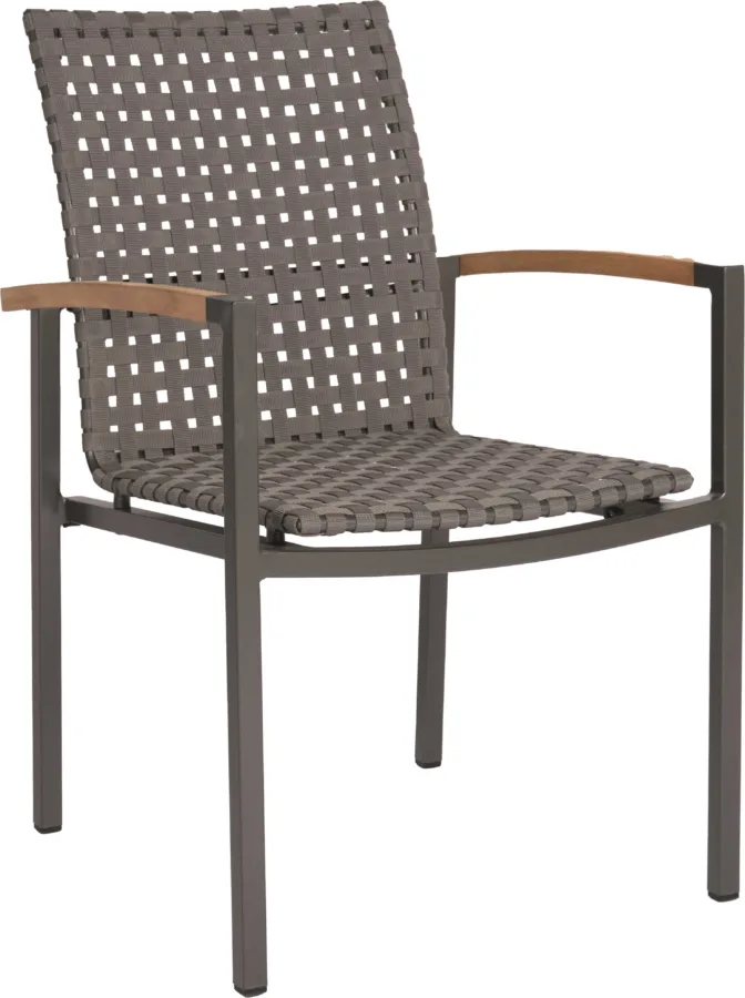 Stapelsessel Lucy Aluminium mit Teak Armlehnen