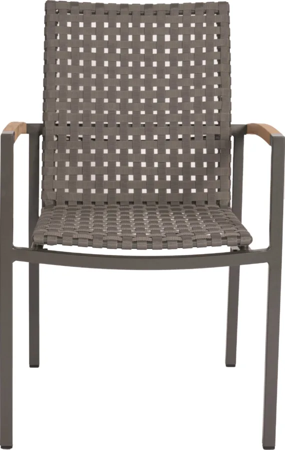 Stapelsessel Lucy Aluminium mit Teak Armlehnen