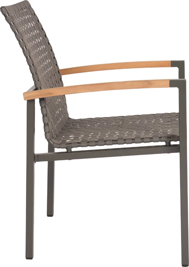 Stapelsessel Lucy Aluminium mit Teak Armlehnen