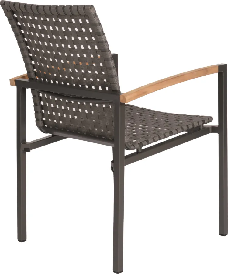 Stapelsessel Lucy Aluminium mit Teak Armlehnen