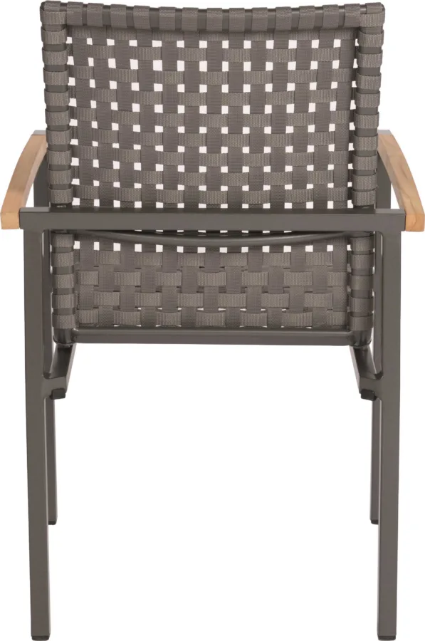 Stapelsessel Lucy Aluminium mit Teak Armlehnen
