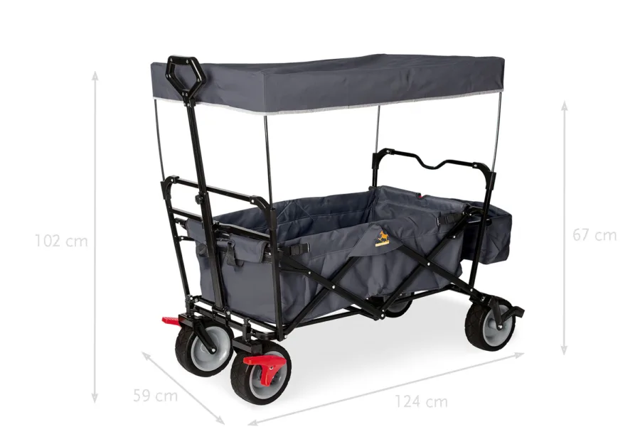 Klappbollerwagen Paxi dlx mit Bremse - Antharzit