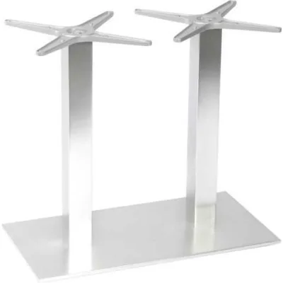 Tischgestell Mailand 2 Aluminium Edelstahloptik Fuß 80x40 cm Säulen quadratisch